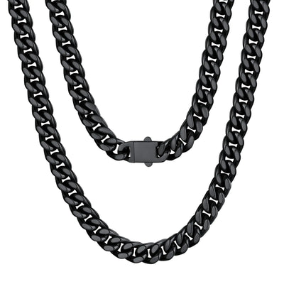 U7 Black Necklace for MenHip Hop Cuban Link Chain Necklace 7mmStainless Steel Mens Chain26"
