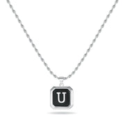 Initial Necklace for Men - Silver Letter U Pendant Initial Necklace for Men Boys Stainless Steel Rope Chain Initial Necklace Women Mens Jewelry Birthday Gifts for Men Boyfriend Christmas Gifts
