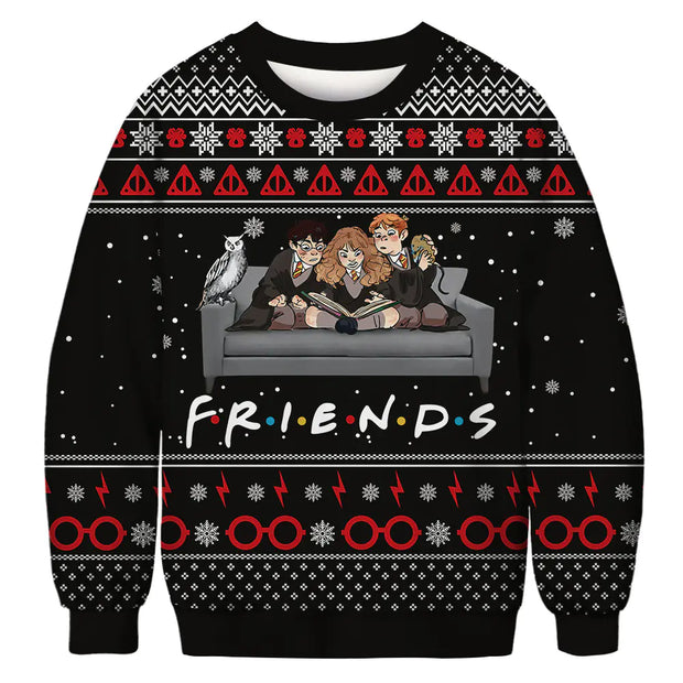 2023 Christmas Digital Print Funny Couple Hoodies