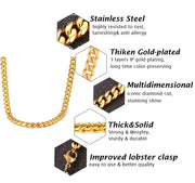 Stainless Steel Gold Silver Chain Cuban Curb Womens Mens Necklace 3/5/7/9/11mm