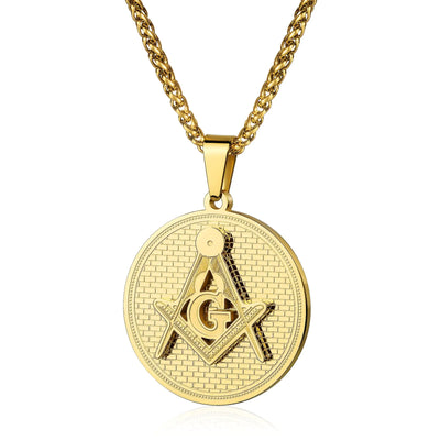 AMITER Masonic Necklace for Men 20’’ 22’’ 24’’ 28’’ Chain Necklace for Masons Mens Pendant Necklace Stainless Steel - Gift Box Packed