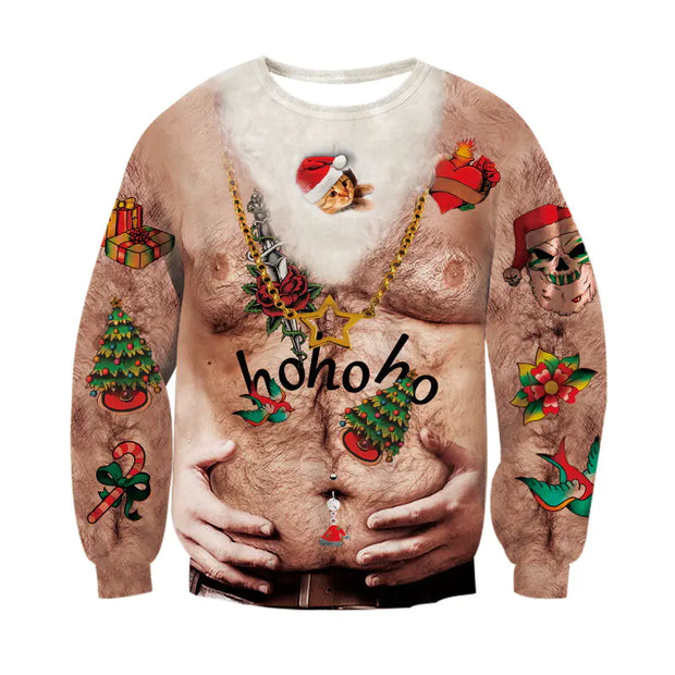 2023 Christmas Digital Print Funny Couple Hoodies
