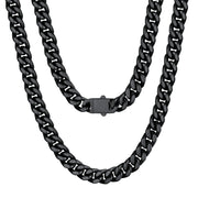 U7 Black Necklace for MenHip Hop Cuban Link Chain Necklace 7mmStainless Steel Mens Chain26"