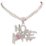 OLIH2 Iced Out Chain No Love Chain Cuban Link Chain Diamond Necklace Mens Necklace Chain Chains for Men (20 inch Small Silver)