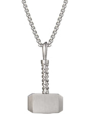 Marvel Mens Thor Hammer Mjolnir Pendant Necklace Stainless Steel 22" Box Chain
