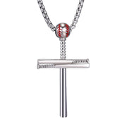 Cross Necklace by Pendant Sports Stainless Steel Baseball and Baseball Bat Cross Necklace Athletes mens GiftSliver 20 inches