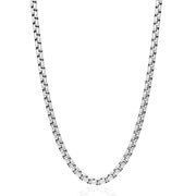 Next Level Jewelry Solid Sterling Silver Round Box Link .925 Rhodium Heavy-Duty Necklace Chains 1MM-5MM Sterling Silver Chain Men Women Mens Silver Chain Mens Chain Necklace 3.5mm16