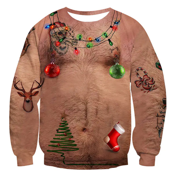 2023 Christmas Digital Print Funny Couple Hoodies