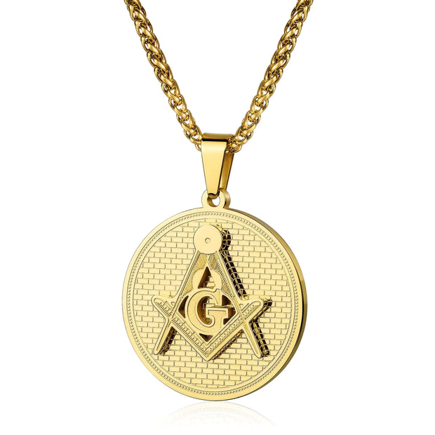AMITER Masonic Necklace for Men 20’’ 22’’ 24’’ 28’’ Chain Necklace for Masons Mens Pendant Necklace Stainless Steel - Gift Box Packed