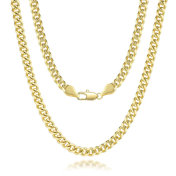 14K Gold Necklace for Women 14K Gold Chain Necklace Woman Mens Necklace Chian Gold Cuban Link Chain for Women & Men Non Tarnish Gold Necklace Gold Jewelry 5MM 16 18 20 22 24 26 30 (Length 24 Inches)